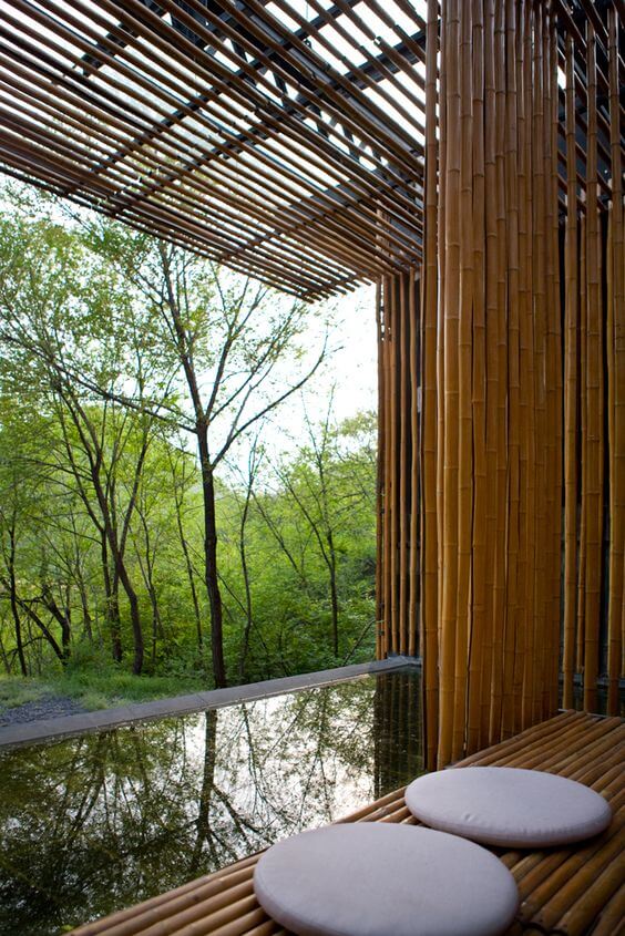 Bamboo used as exteriors and as a roof