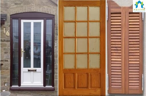Glazed wired and louvered doors