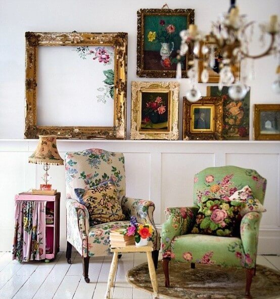 Sofas covered with vintage cloth