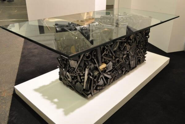 Coffee table made out of recycled construction waste