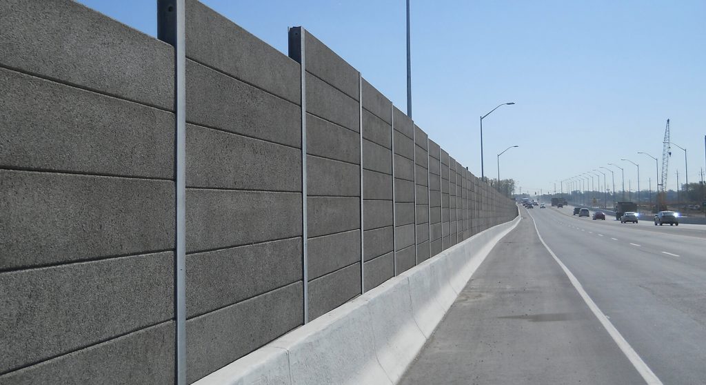 Precast-concrete noise barrier walls