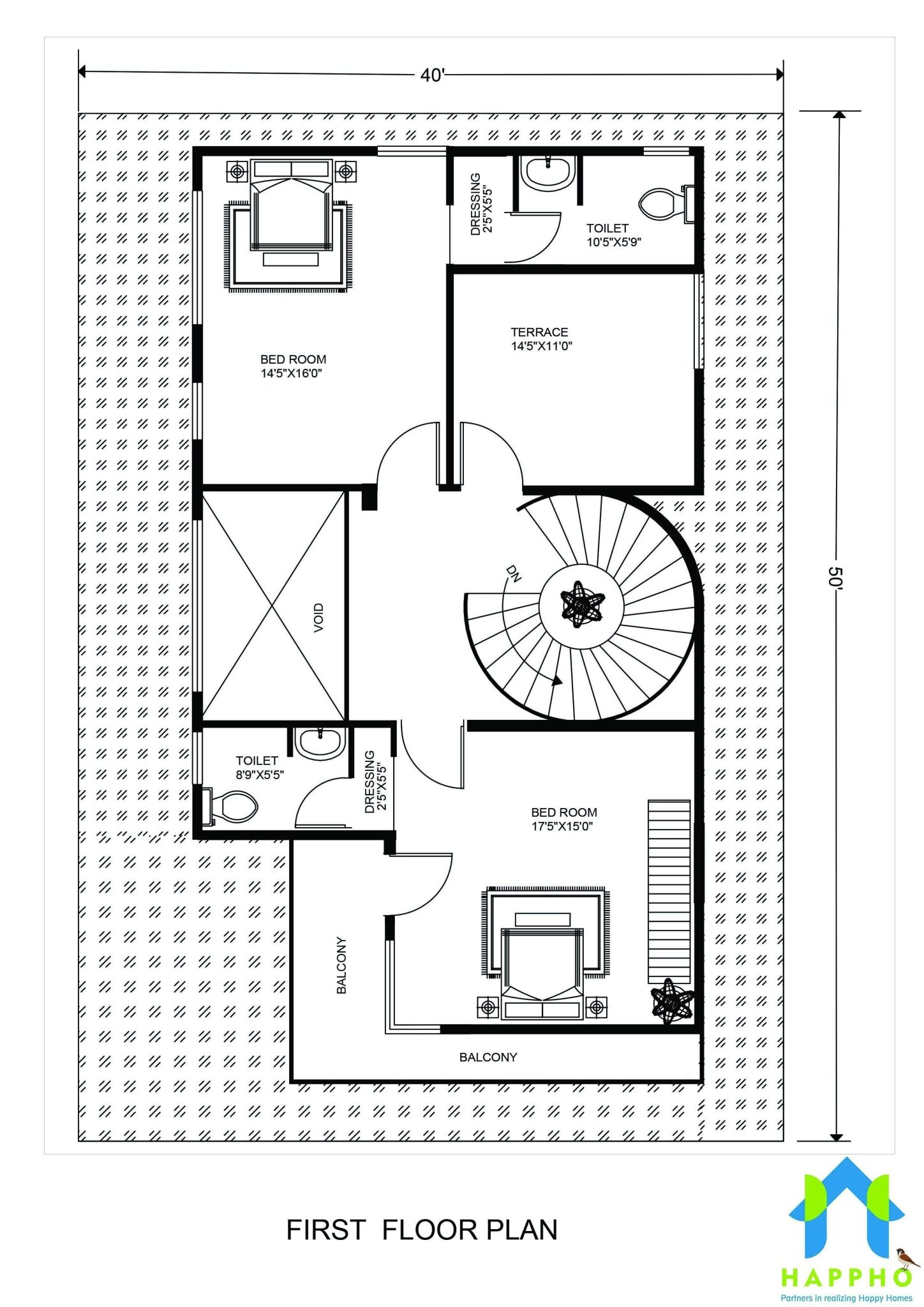 40feetx50feet,2000 square feet,222 square yards,3bhk floor plan,floor plan