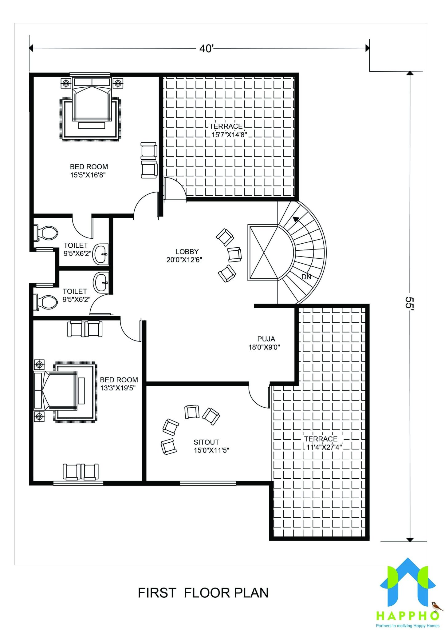 3 Bedroom House Plan 1079 Sq Feet Or