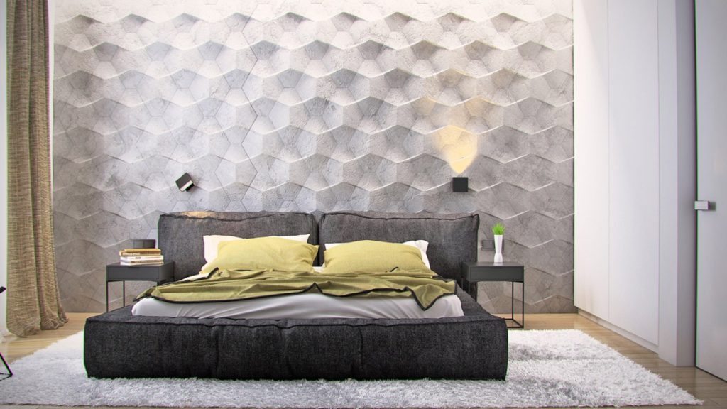 Bedroom wall textures as focal point