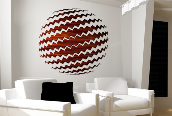 Globe shaped design on living room wall as a focal point