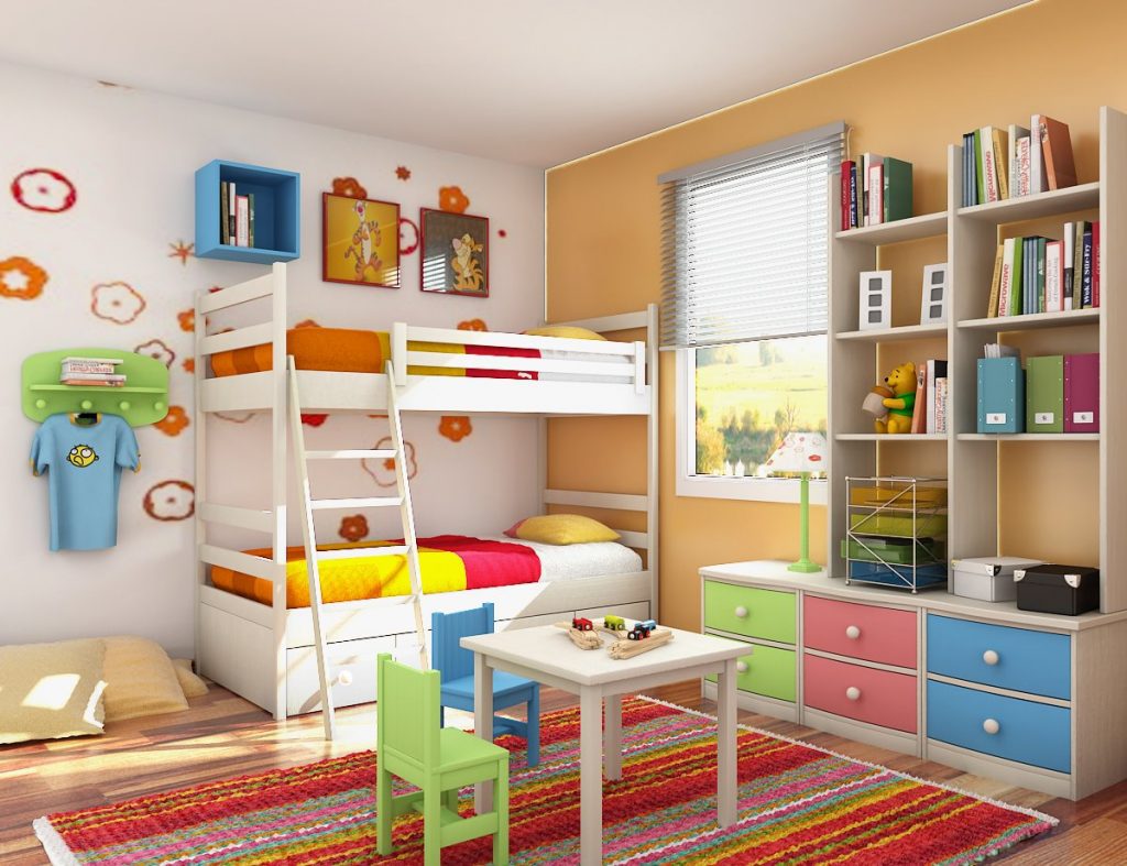 Kids room design in bright colours