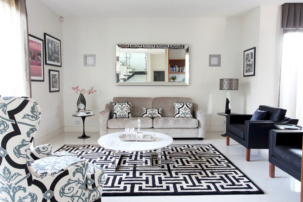 magnificent black and white funiture as focal point in living room