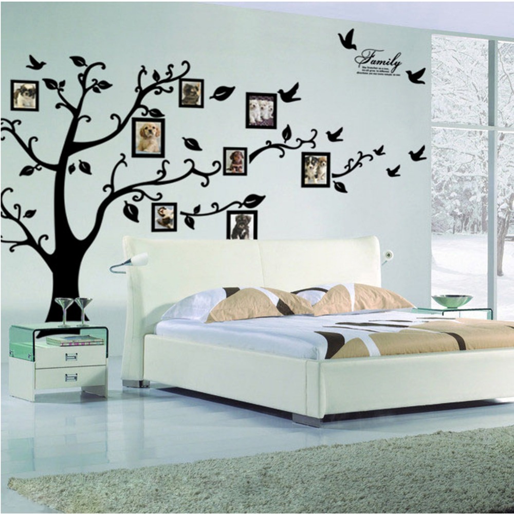 photos frames arranges as branches of tree as focal point