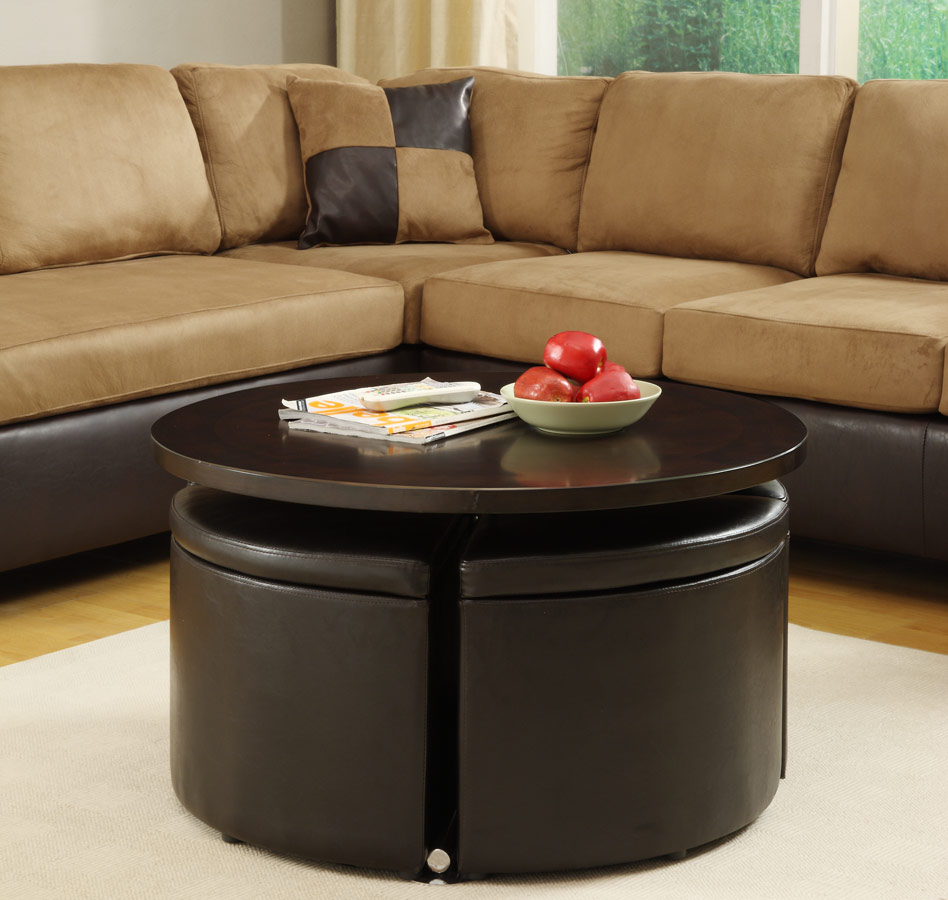 round leather ottoman coffee table with storage