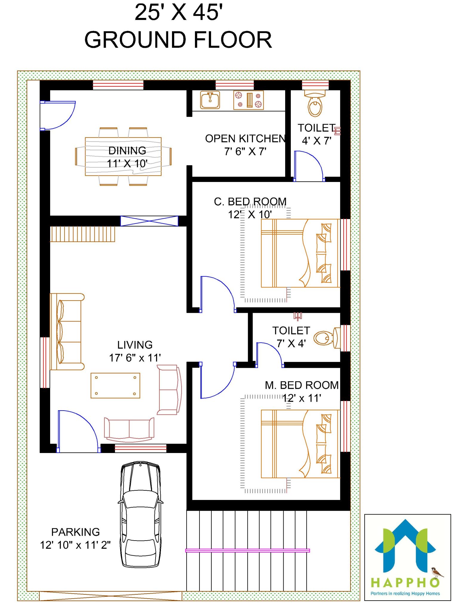 3 Bedroom Ground Floor Plan With Dimensions In Meters And Yards | www