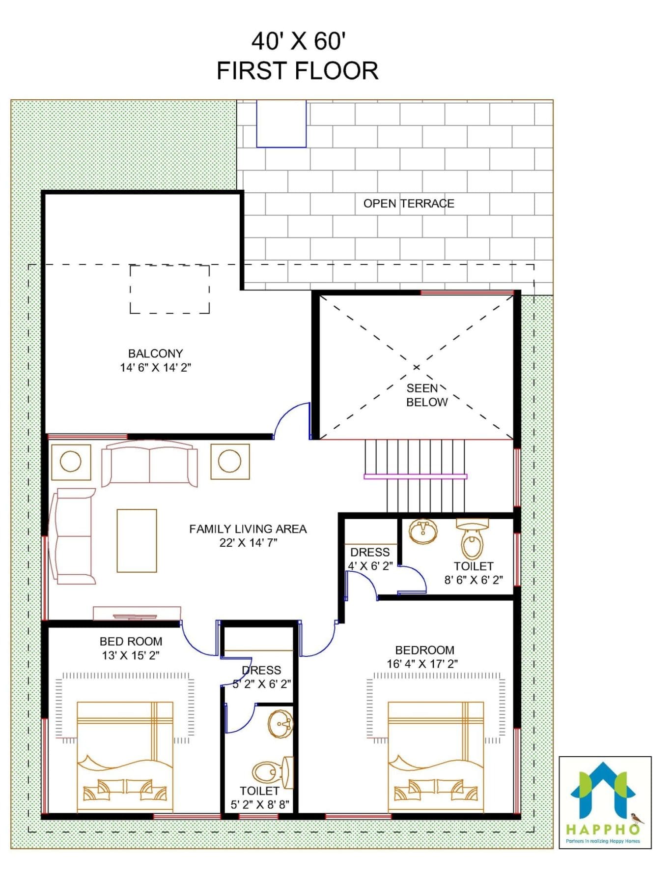 Floor Plan For 40 X 60 Feet Plot 3 BHK 2400 Square 59 OFF