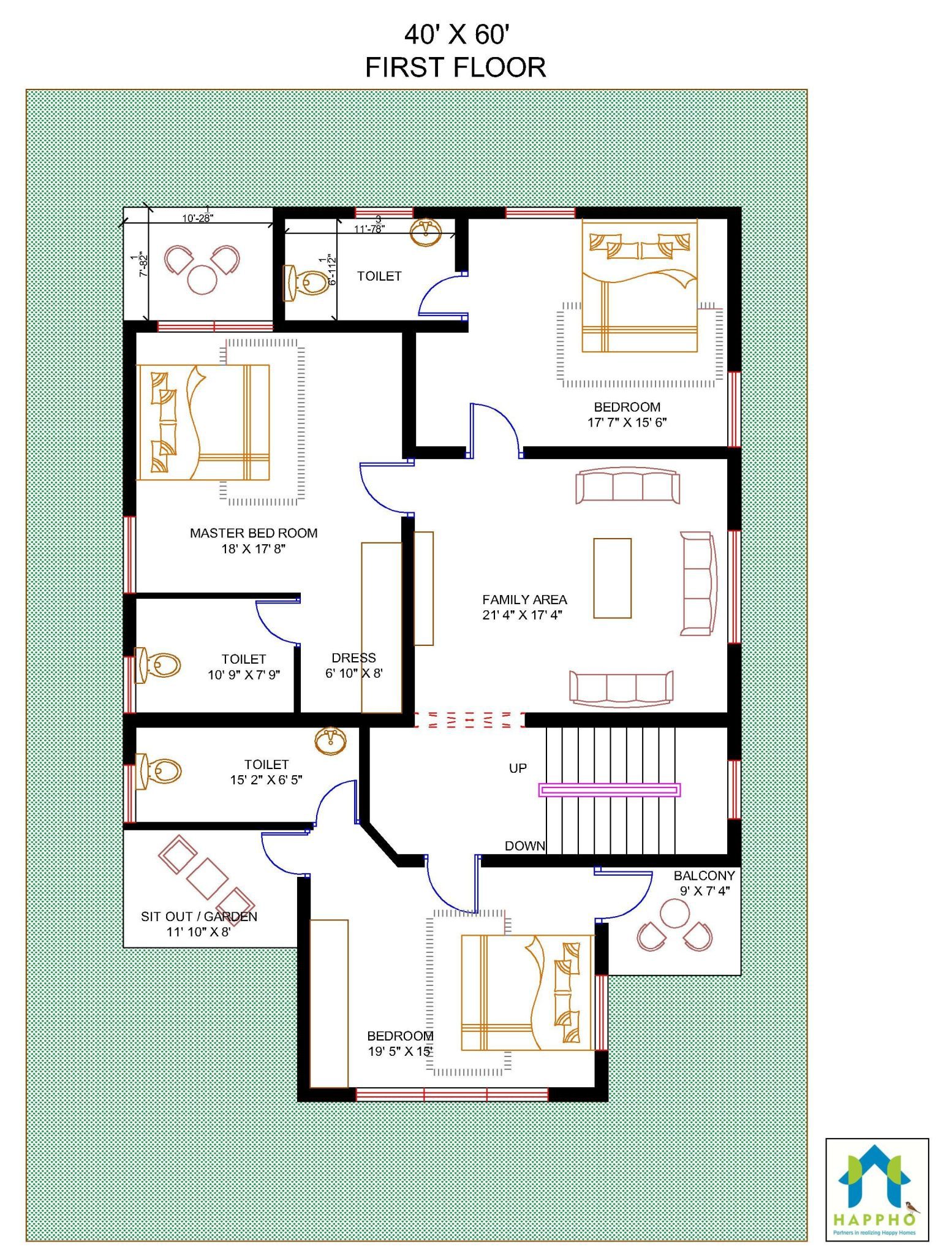 2400 Square feet, 40feet X 60feet, 267 Square Yards, Duplex Floor plan,Bungalow floor plan