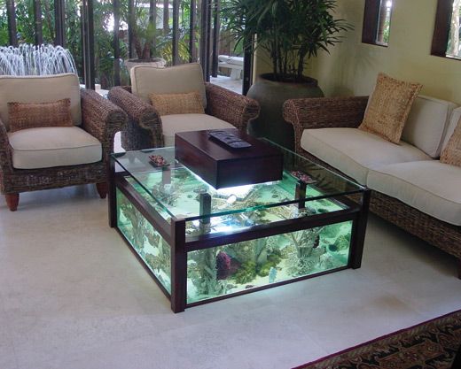 Aquariums Built within Furniture