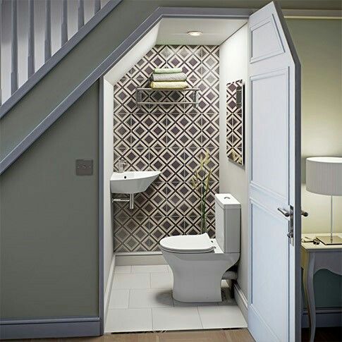 Powder Rooms underneath a staircase