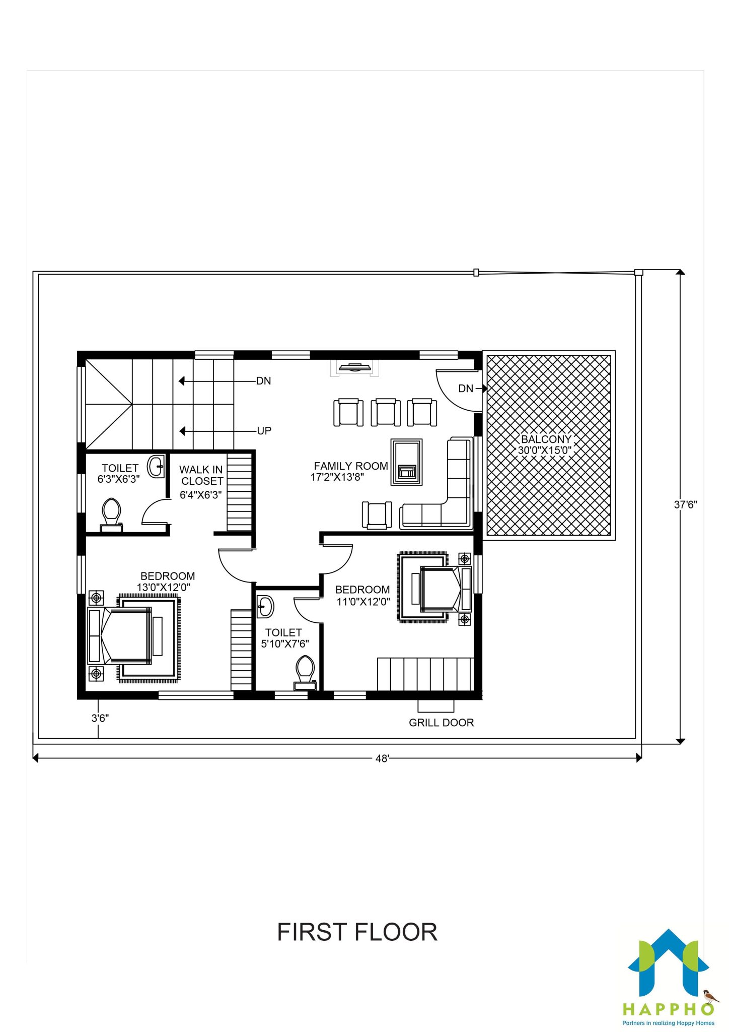 First floor plan, 1910 square feet floor plan, 3 Bhk floor plan, Duplex floor plan