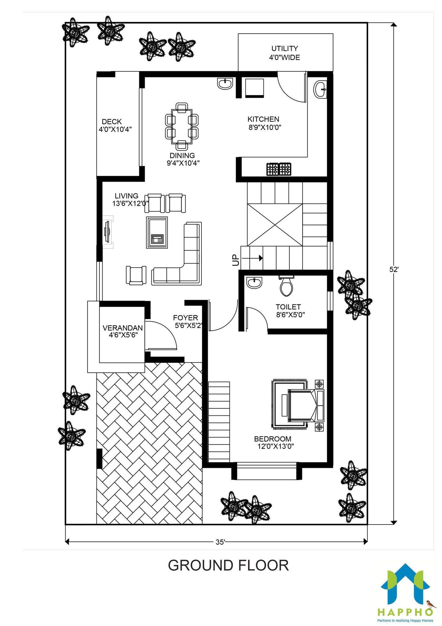 Floor Plan  for 30 X 50 Feet  Plot 3 BHK 1500  Square  Feet  