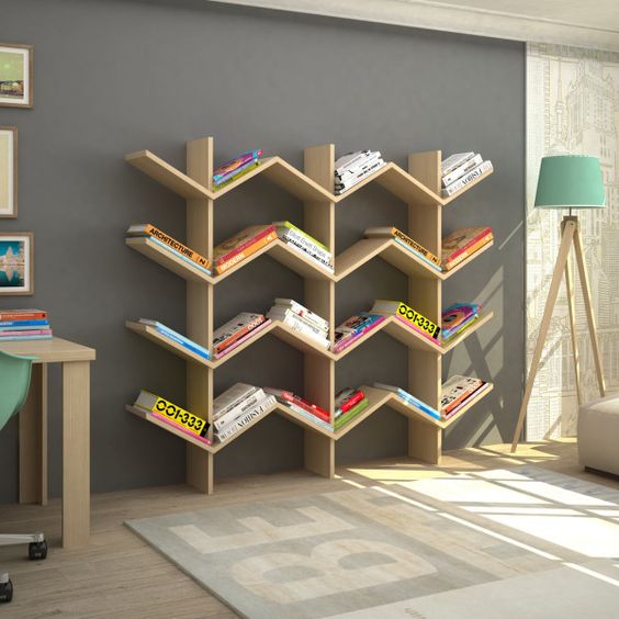 Vshape Book Shelf Design Ideas
