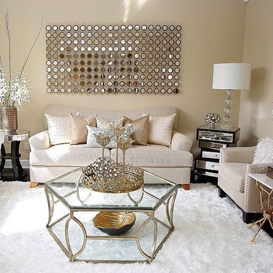 Golden Colour Living Room Desgn Ideas