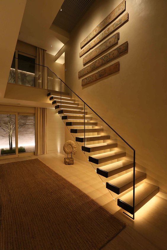 Floor lighting to highlight staircases
