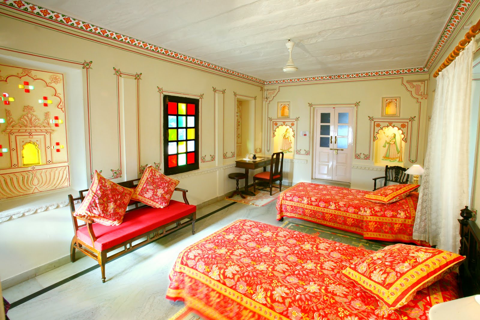 Rajasthani Style Interior Design beds and drapes