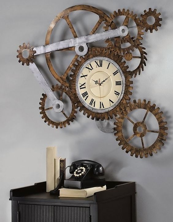 chellis gear and pinion shaped wall clock design