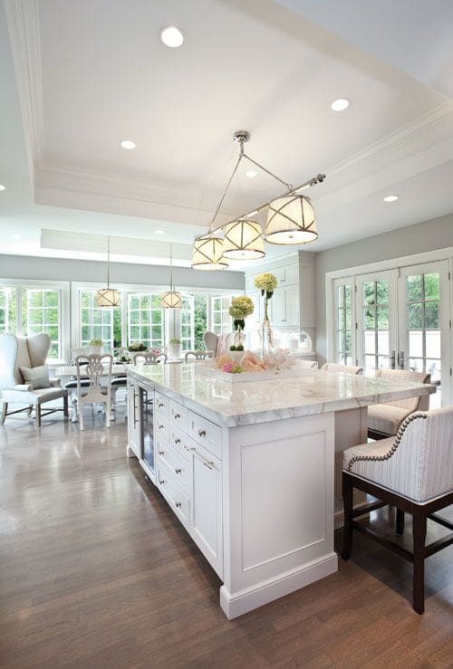 Tray Ceiling for kitchen cum dining area with more lights