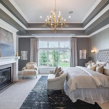 Tray Ceiling with side boarders and chandeliers