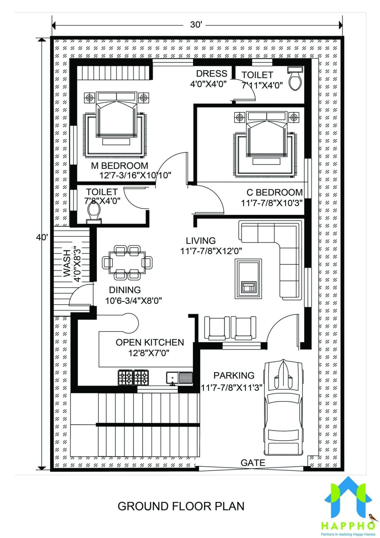 South Facing House Floor Plans 40 X 30 Floor Roma