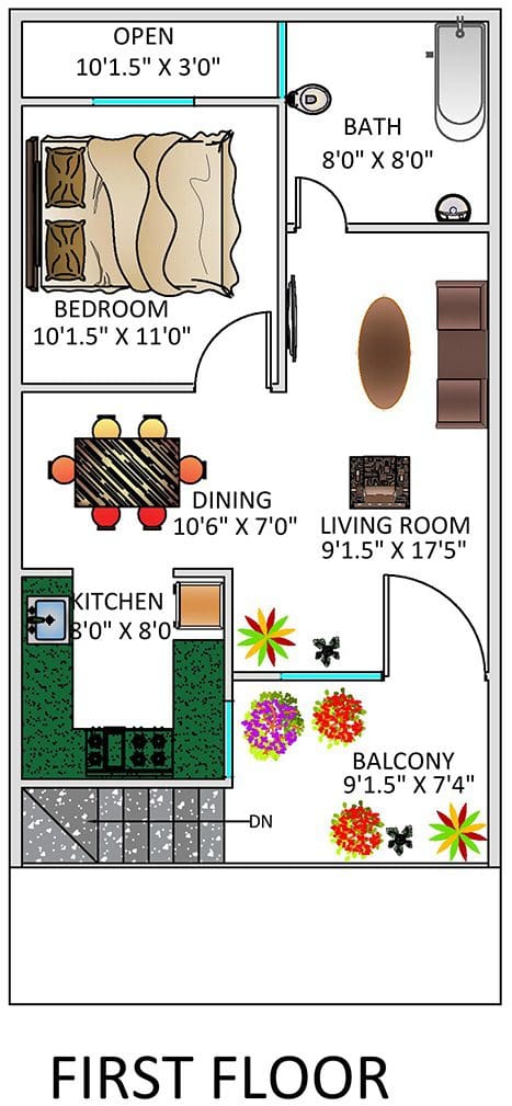 20x40 East Face House Elevation Design