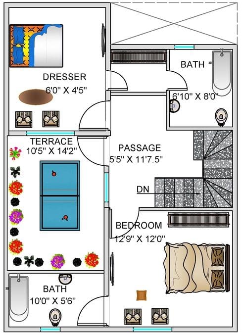 First Floor Plan 25 X 35 Feet 875 sqft plot