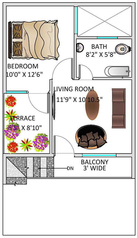 First Floor Plan for 20 X 35 feet Plot