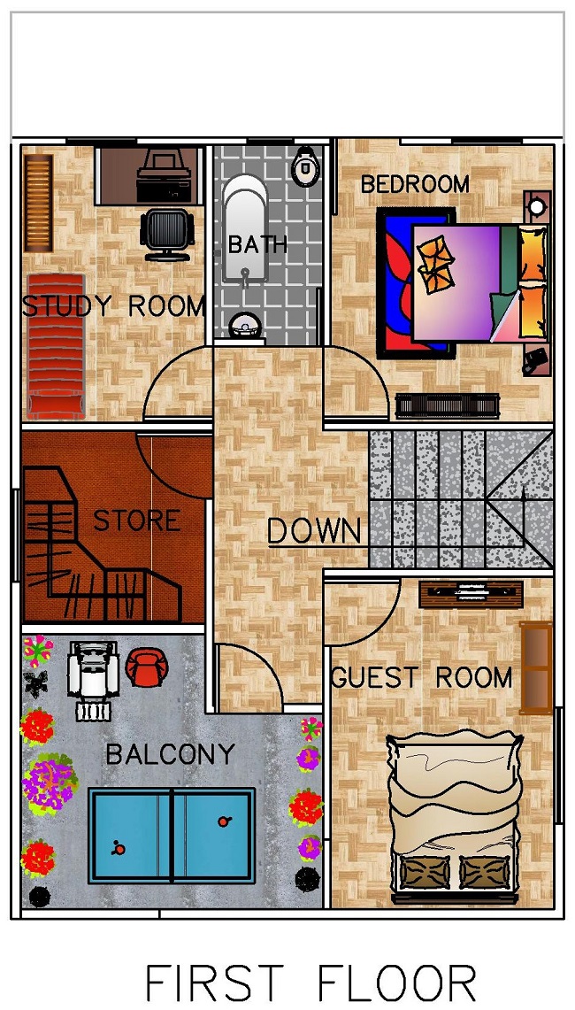 Floor Plan  for 25 X 40 Plot  3 BHK 1000  Square  Feet  111 