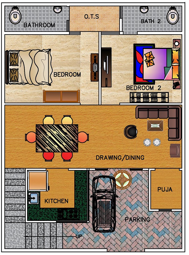 2Bhk House Plan Ground Floor Floorplans click