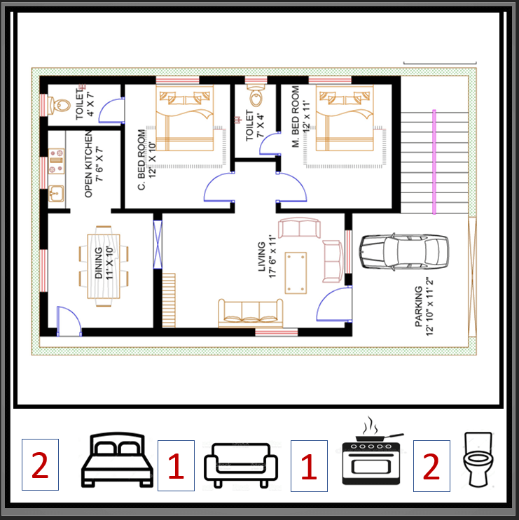 2 bedroom house plan