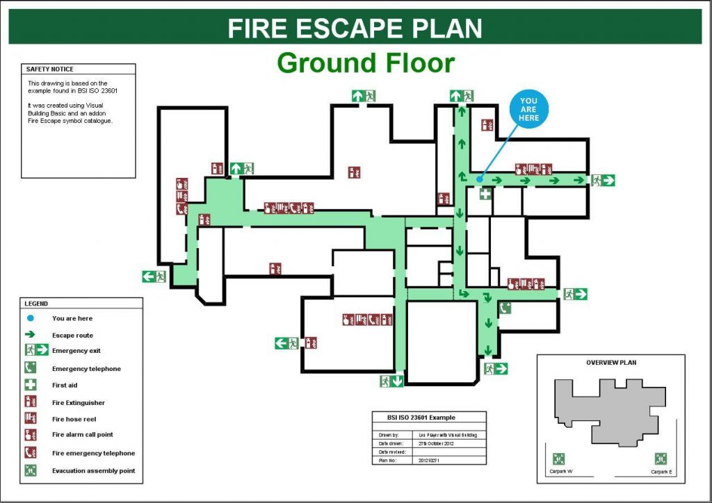 Fire Safety Evacuation Plan with Equipment Locations