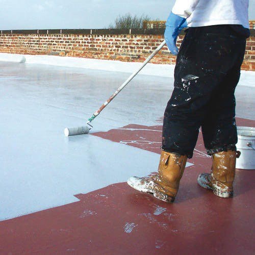 Polymer water proof coating on roof to