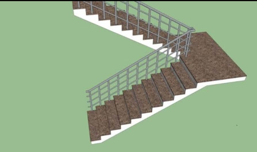 Dog Legged Staircase 3D drawing