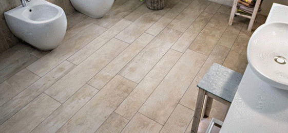 Wooden Look flooring tiles in bathroom