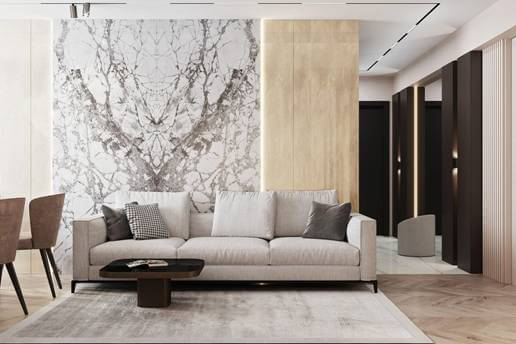 marble wall cladding in living room trend 2020