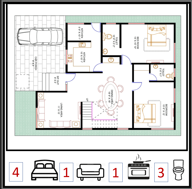 4 BHK house plan
