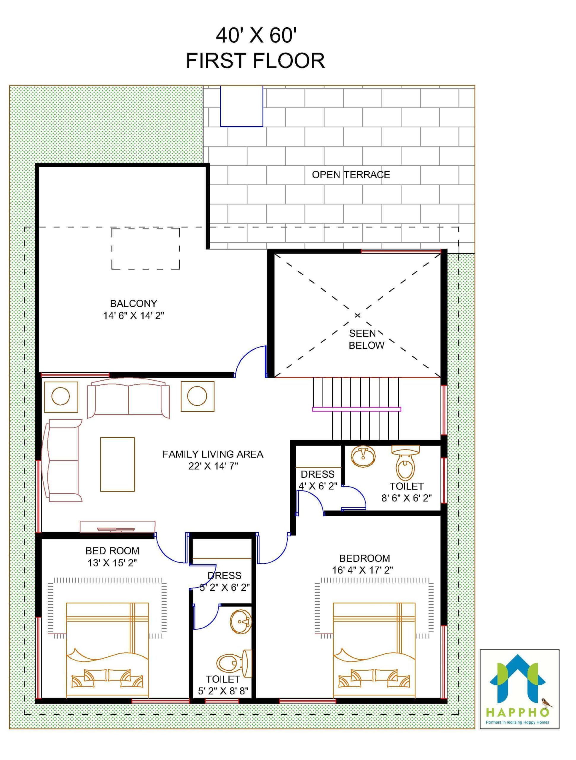 20 30 House Plan East Facing 3bhk