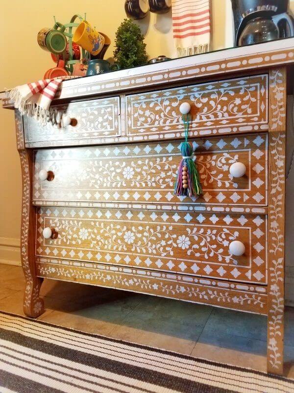 Furniture finished in traditional paint style to give indian folk look-2