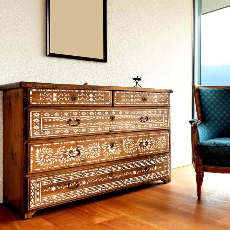 Furniture finished in traditional paint style to give indian folk look-3