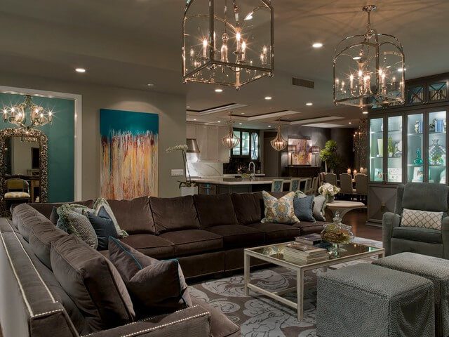 Living and Dining Room lightening up using Chandeliers and Pendants