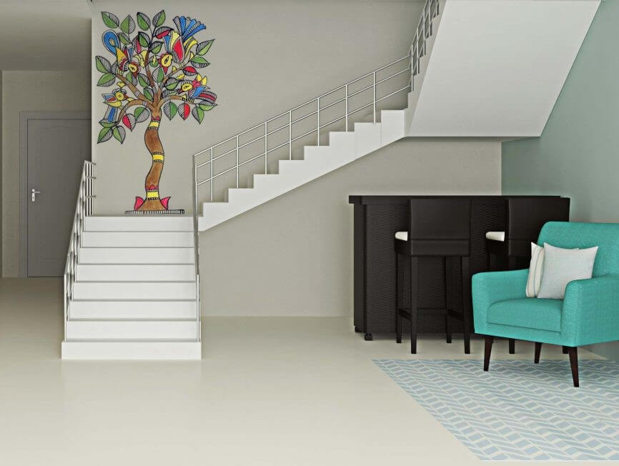 folk indian style tree design on staircase