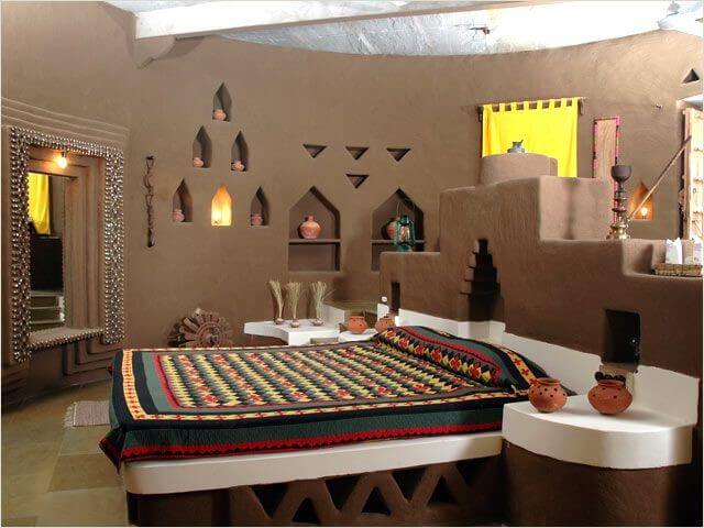 Indian rajasthani themed bedroom furniture and walls