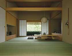 Single colored plain carpet laid inside a japanese home