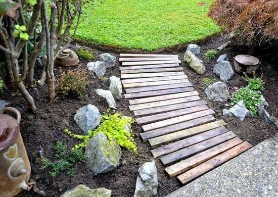 creating walkways with wooden material in outdoors