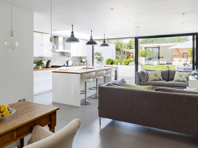 Open Kitchen with sofas placed in living room