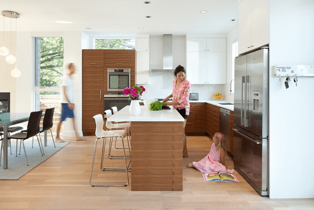 Open kitchen along with dining table